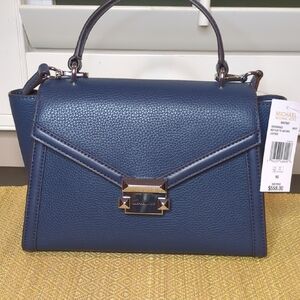 Michael Kors Whitney Navy Leather Handbag